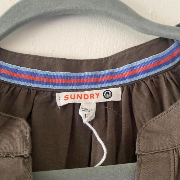 SUNDRY brown cotton long sleeve maxi sheath dress - Picture 6 of 8